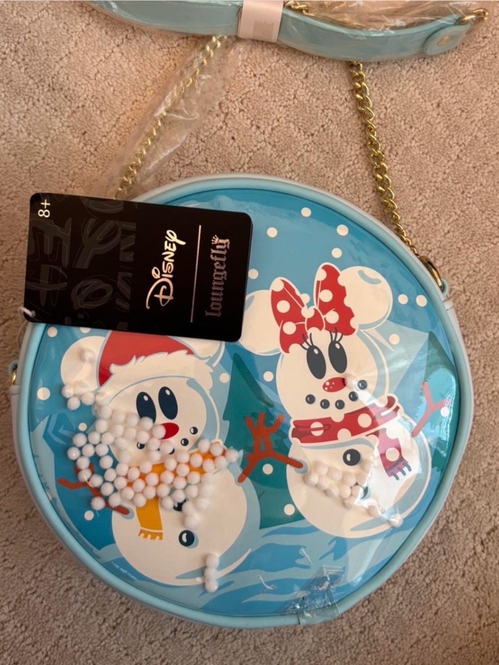 Loungefly Light Blue Minnie & Snowman Kids Crossbody Bag